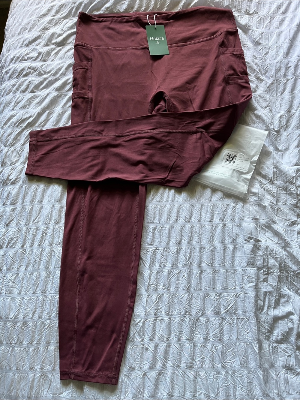 HALARA  Mahogany Red High-Waist Leggings with Side Pockets- 24” inseam